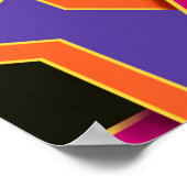 花の緑のオレンジと紫色の幾何学民族ナ ポスター (角)