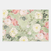 花の緑のモザイクスタイル包装紙シート ラッピングペーパーシート (正面)