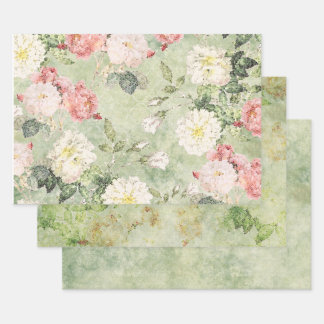 花の緑のモザイクスタイル包装紙シート ラッピングペーパーシート