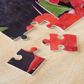 花の緑の瞳を持つ美しい黒猫 ジグソーパズル (側面)