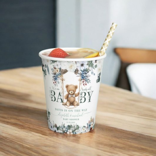 花の緑の赤ちゃんシャワーに耐える 紙コップ