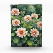 花の緑エレガント水色 フォトブロック (正面)