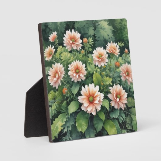 花の緑エレガント水色 フォトプラーク (正面)