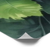 花の緑エレガント水色 ポスター (角)