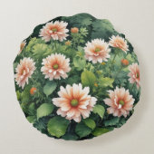 花の緑エレガント水色 ラウンドクッション (裏面)