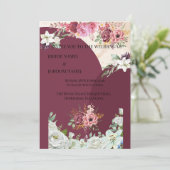 花の縁取り インドの結婚式のカード 招待状 (スタンド正面)