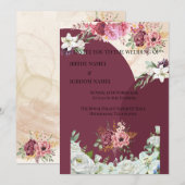 花の縁取り インドの結婚式のカード 招待状 (正面/裏面)