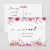 花の美しいお引越しお知らせスクリプト 新しい家のお知らせ 案内ポストカード (正面/裏面)