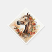 花の美しいかわいらし馬の水彩 スタンダードカクテルナプキン (角)