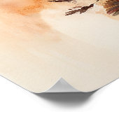 花の美しいかわいらし馬の水彩 ポスター (角)