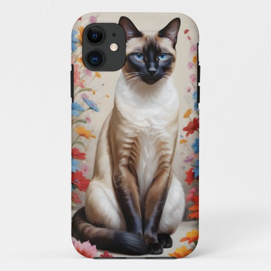 花の美しいシャム猫 Case-Mate iPhoneケース (裏面)