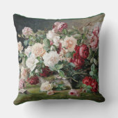 花の美しい模様(バラと葉) クッション (裏面)