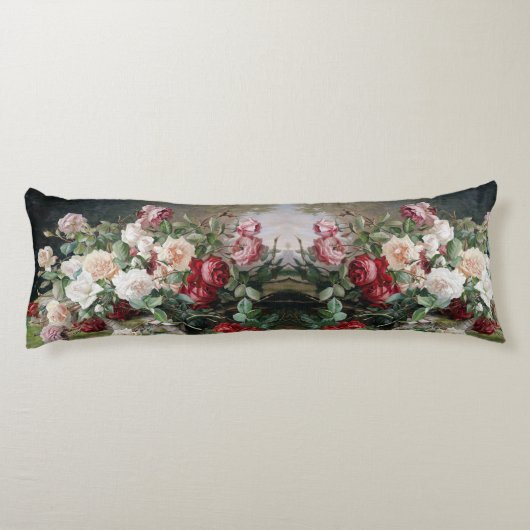 花の美しい模様(バラと葉) ボディピロー (裏面)