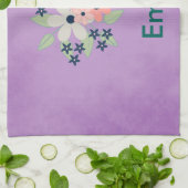 花の美しい紫色の羊皮紙 キッチンタオル (折り畳み)