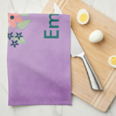 花の美しい紫色の羊皮紙 キッチンタオル (四つ折り)