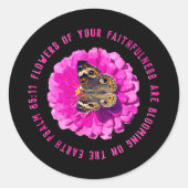 花の美しい花と蝶 ラウンドシール (正面)