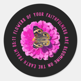 花の美しい花と蝶 ラウンドシール