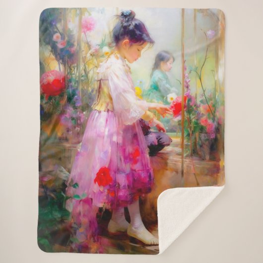 花の美しい シェルパブランケット (正面)