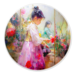 花の美しい セラミックノブ