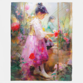 花の美しい フリースブランケット