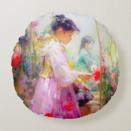 花の美しい ラウンドクッション
