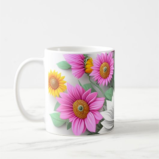 花の美しさコーヒー コーヒーマグカップ (左)