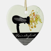 花の美容師を吹くヘアードライヤー セラミックオーナメント (右)