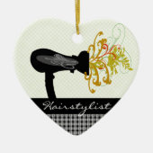 花の美容師を吹くヘアードライヤー セラミックオーナメント (正面)