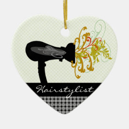 花の美容師を吹くヘアードライヤー セラミックオーナメント