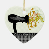 花の美容師を吹くヘアードライヤー セラミックオーナメント (裏面)