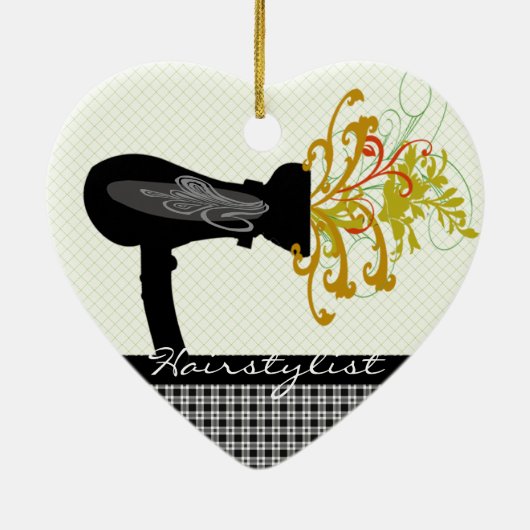 花の美容師を吹くヘアードライヤー セラミックオーナメント (裏面)