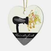 花の美容師を吹くヘアードライヤー セラミックオーナメント (左)