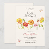花の美的ベビーシャワー 招待状 (正面/裏面)