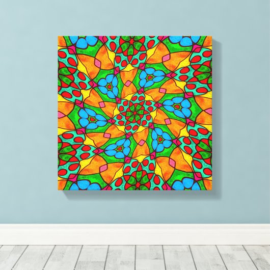 花の美的模様 キャンバスプリント (インサイチュ (ウッドフロア))