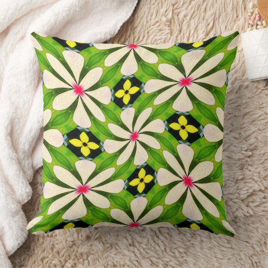 花の美的模様 クッション (ブランケット)