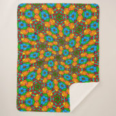 花の美的模様 シェルパブランケット (正面)