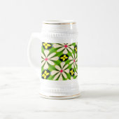 花の美的模様 ビールジョッキ (正面左)