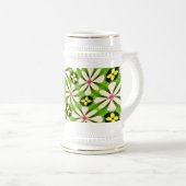 花の美的模様 ビールジョッキ (正面右)