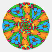 花の美的模様 ラウンドシール (正面)