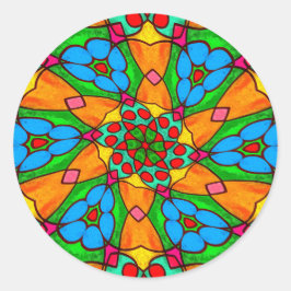 花の美的模様 ラウンドシール