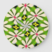 花の美的模様 ラージ壁時計 (正面)