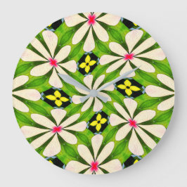 花の美的模様 ラージ壁時計