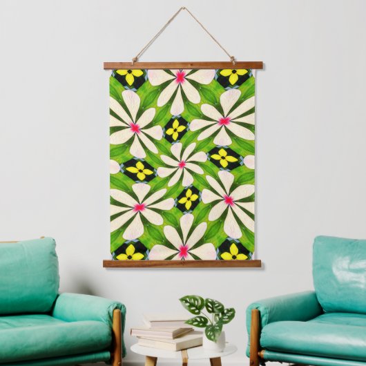 花の美的模様 吊り下げ型タペストリー (リビング)