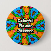 花の美的模様 缶バッジ (正面)