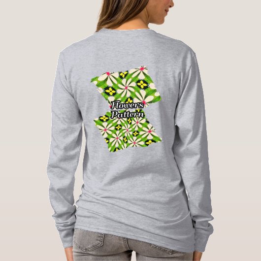 花の美的模様 Tシャツ (裏面)