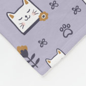 花の群葉の甘く小さい子猫の子ネコパターン フリースブランケット (角)