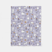 花の群葉の甘く小さい子猫の子ネコパターン フリースブランケット (正面)