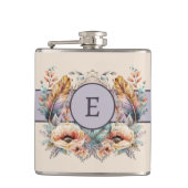 花の羽に紫のイニシャルを追加 フラスク (正面)