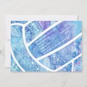 花の羽のパイズパターン青バレーボール 招待状 (裏面)