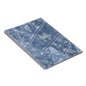 花の羽のパターパターン青バレーボール ノートブック (右側)